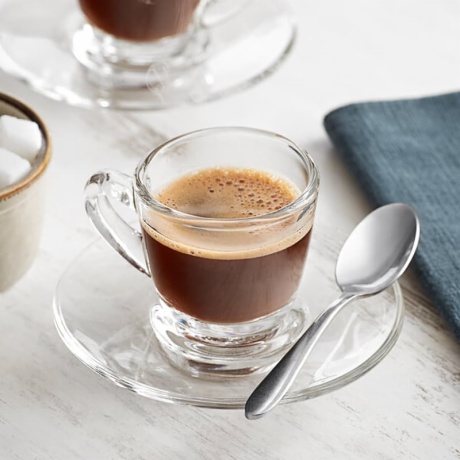 Glass Coffee Cup and Saucer