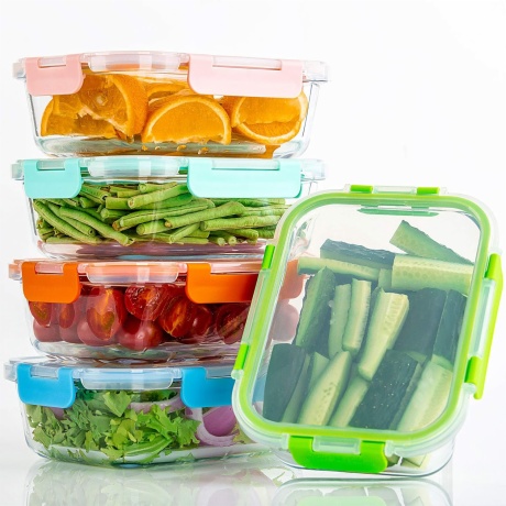 Glass Food Storage Containers with Lids Large