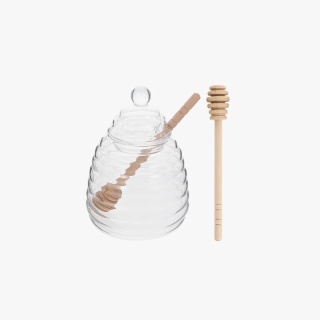 Glass Honey Jar With Wood Dipper
