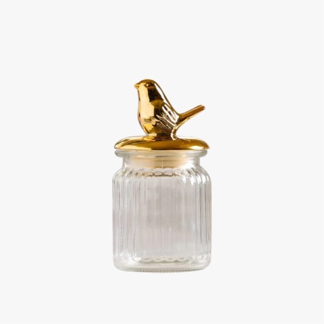 Glass Jar with Bird Lid