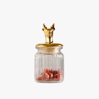 Glass Jar with Deer Lid