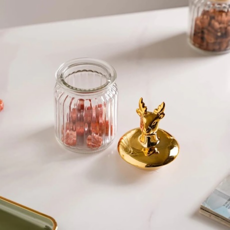 Glass Jar with Deer Lid