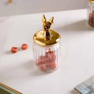 Glass Jar with Deer Lid