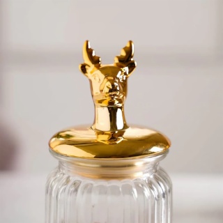 Glass Jar with Deer Lid