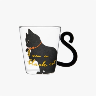 Glass Mug with Cat Tail Handle