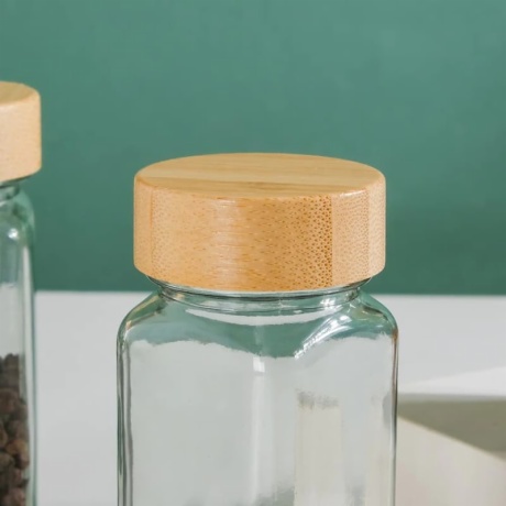 Glass Spice Jars with Bamboo Lids