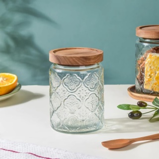 Glass Storage Containers with Wooden Lids