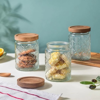 Glass Storage Containers with Wooden Lids