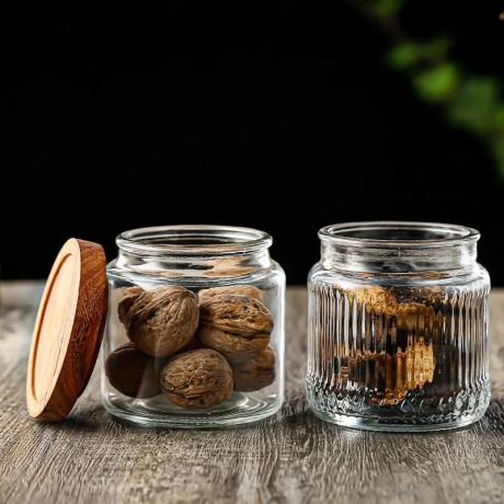 Glass Storage Jars with Wooden Lids