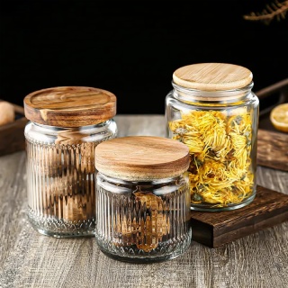 Glass Storage Jars with Wooden Lids