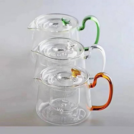 Glass Teapot with Colored Handle