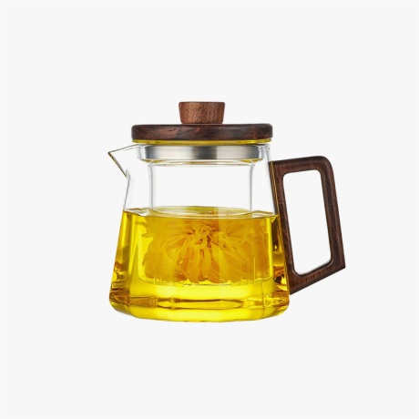 Glass Teapot with Wooden Handle