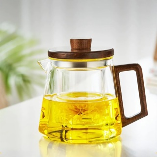 Glass Teapot with Wooden Handle