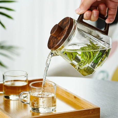 Glass Teapot with Wooden Handle
