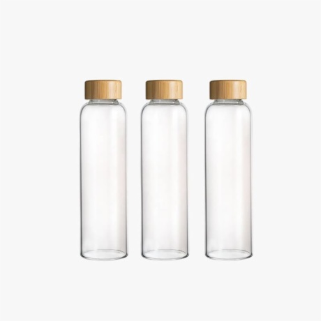 Glass Water Bottle with Bamboo Lid