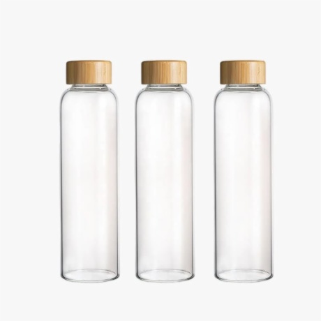 Glass Water Bottle with Bamboo Lid