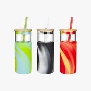 Glass Water Bottle with Gradient Sleeve