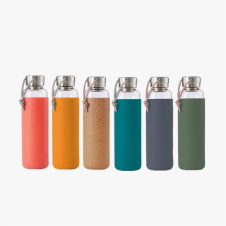 Glass Water Bottle with Protective Sleeve