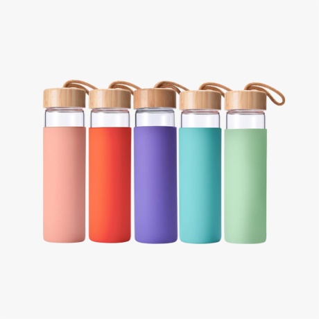 Glass Water Bottle with Silicone Cover