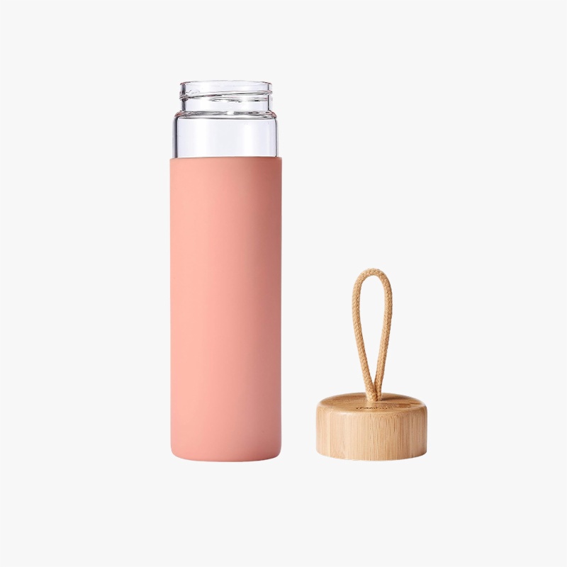20oz Glass Tumbler Glass Water Bottle Straw Silicone Protective Sleeve  Bamboo Lid - BPA Free (Terrazzo Blush) 