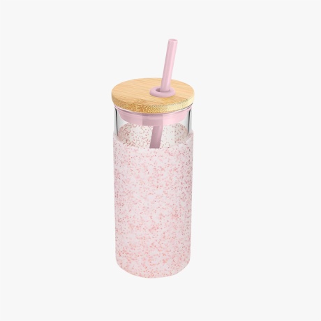 Glass Water Bottle with Silicone Sleeve and Straw