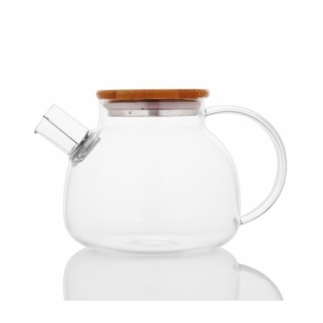 heat resistant borosil glass tea kettle with Bamboo Lid