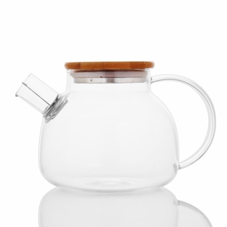 heat resistant borosil glass tea kettle with Bamboo Lid