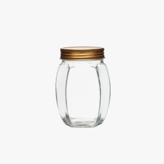 Hexagon Glass Honey Jar