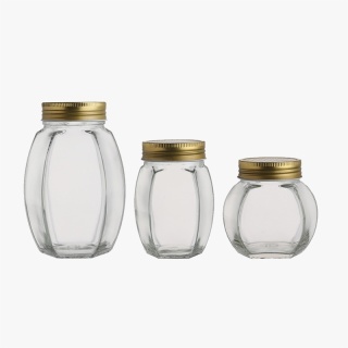 Hexagon Glass Honey Jars