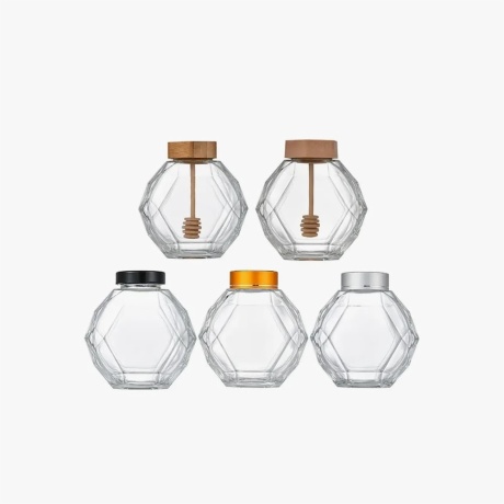 Hexagon Honey Jar With Dipper