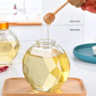Hexagon Honey Jar With Dipper