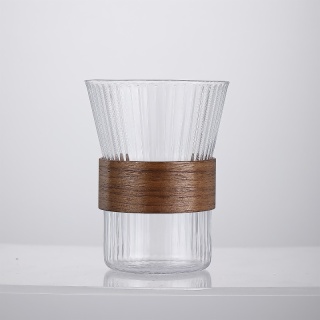 High Borosilicate Glass Coffee Cup with Wood Sleeve