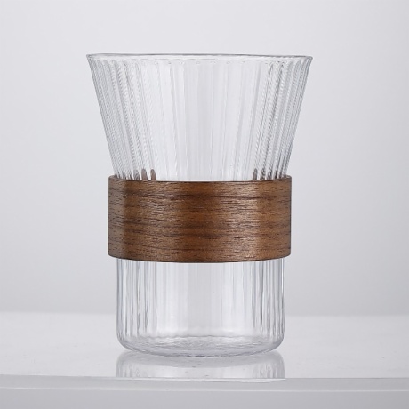 high borosilicate glass coffee cup with wood sleeve