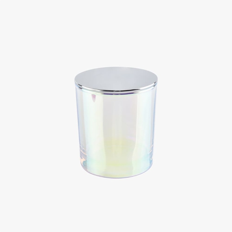 wax 8oz glass iridescent candle container