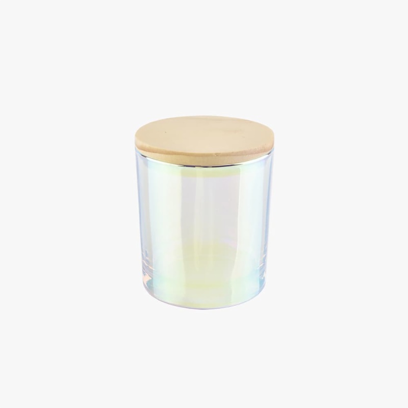 wholesale unique glass iridescent candle jar