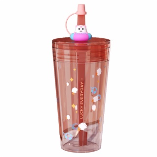 Large Water Bottle with Straw