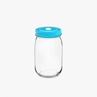 mason jar with blue lid