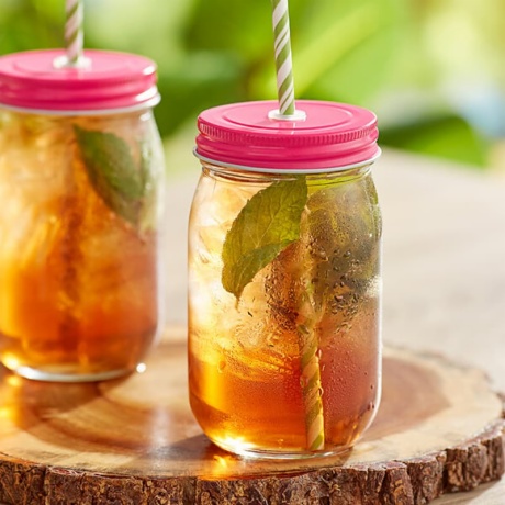 Mason Jar with Pink Lid