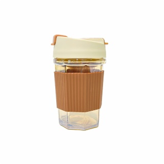 Octagonal Drinking Glass Tumbler Bottle with Straw