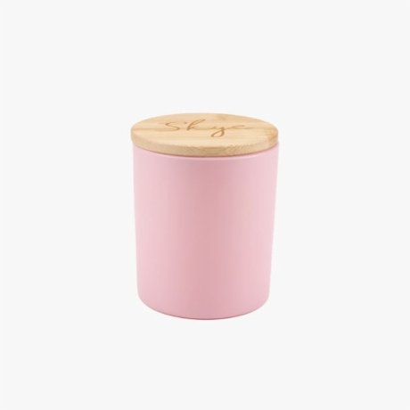 pink candle jar with engraved lid