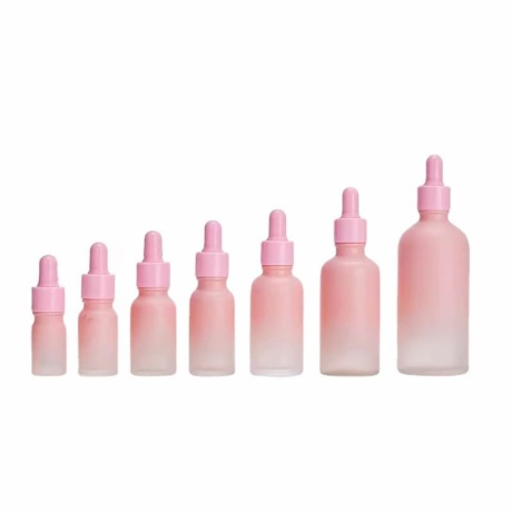 pink glass dropper bottles