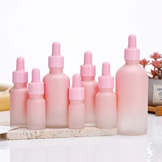 pink glass dropper bottles