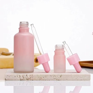 pink glass dropper bottles