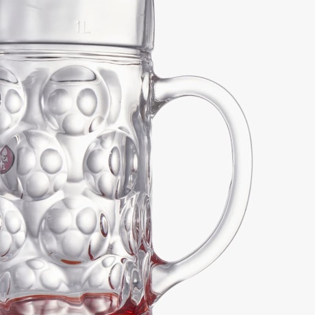 red bottomed 1L beer dimple mug