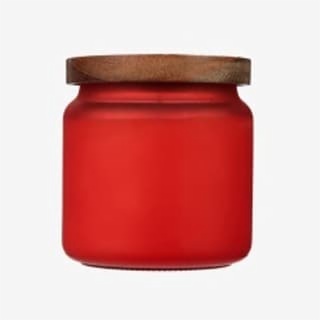 red candle jars with lids