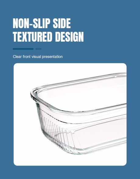 Close view of the vertical rib texture on a borosilicate glass container