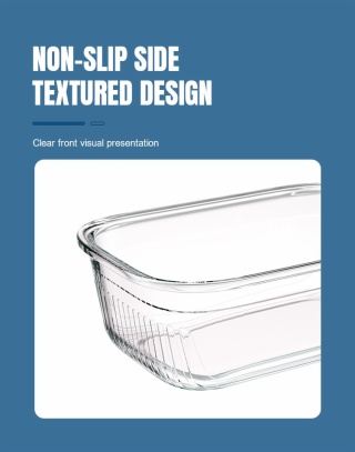 Close view of the vertical rib texture on a borosilicate glass container