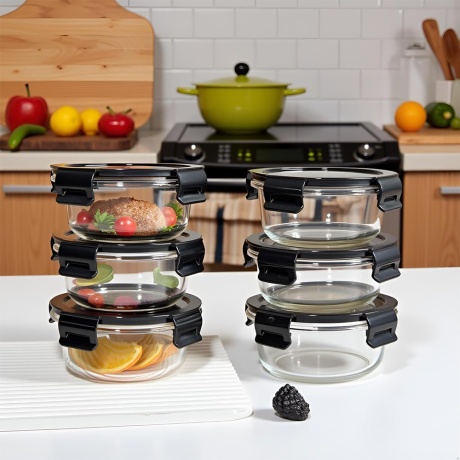 Round Glass Meal Prep Containers