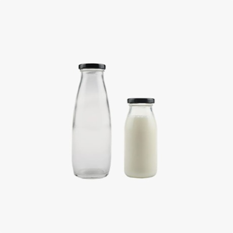 small milk bottles with lids