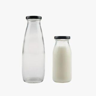 small milk bottles with lids